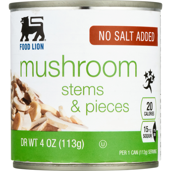 Canned & Jarred Vegetables Food Lion Mushroom, Stems & Pieces hero