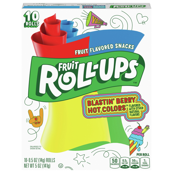 Fruit & Vegetable Snacks Fruit Roll-Ups Fruit Flavored Snacks, Blastin' Berry Hot Colors hero