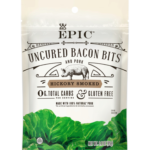 Salad Dressing & Toppings EPIC Hickory Smoked Uncured Bacon Bits, Keto Friendly, Whole30 hero