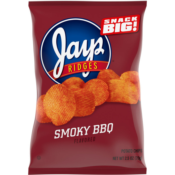 Chips & Pretzels Jays Smoky BBQ Flavored Ridges Potato Chips hero