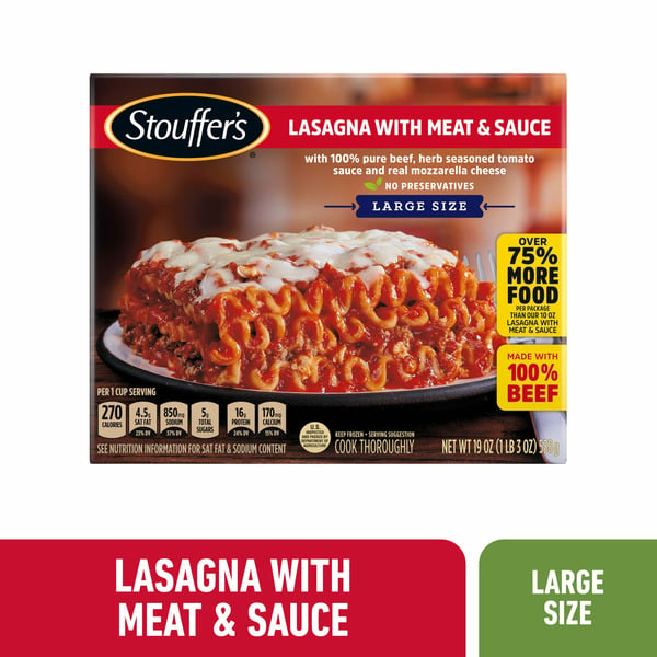 Frozen Foods Stouffer's Lasagna With Meat & Sauce Frozen Meal hero