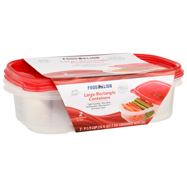 Food Wraps & Storage Food Lion Containers & Lids, Large Rectangle, 9.5-Cup hero