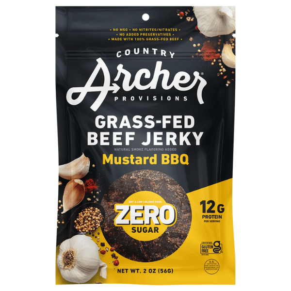 Packaged Meat Country Archer Beef Jerky, Zero Sugar, Mustard BBQ, Grass-Fed hero