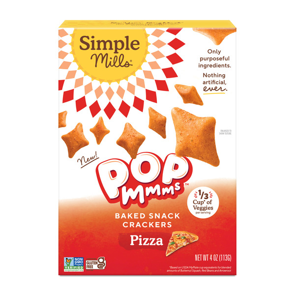 Crackers Simple Mills Pop Mmms Pizza Baked Snack Crackers hero