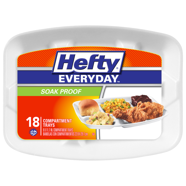 Plates, Bowls, Cups & Flatware Hefty Trays, Compartment hero