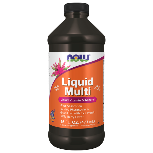 Multi Vitamins NOW Liquid Multi, Wild Berry Flavor hero