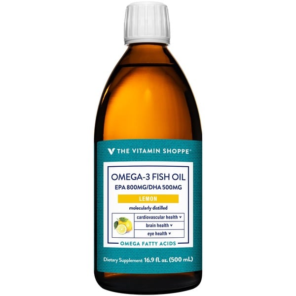 Fish Oil & Omegas The Vitamin Shoppe Omega 3 Fish Oil 1500 mg - Lemon (16.9 fl. oz. Bottle) hero