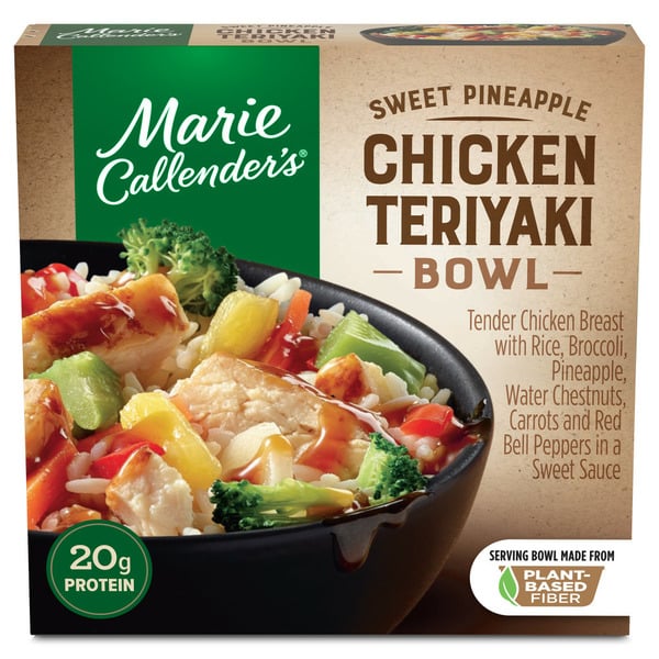 Poultry Counter Marie Callender's Sweet Pineapple Chicken Teriyaki Bowl Frozen Meal hero