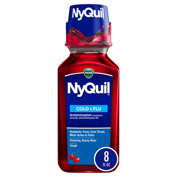 Cold, Flu & Allergy Vicks NyQuil Nighttime Cold, Cough & Flu Medicine, Cherry hero