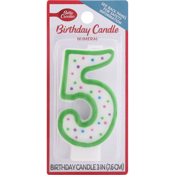 Baking Supplies & Decor Betty Crocker Birthday Candle, Numeral 5, 3 Inch hero