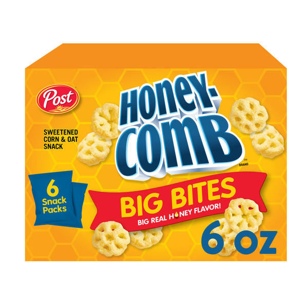 Chips & Pretzels Post Honeycomb Big Bites Original, Breakfast Cereal Snacks, Multi-pack Lunch Snacks hero