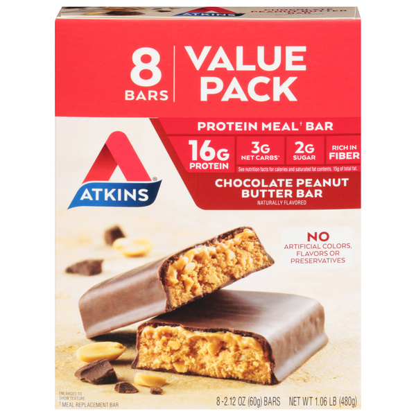 Energy & Granola Bars Atkins Protein Meal Bar, Chocolate Peanut Butter, Value Pack hero