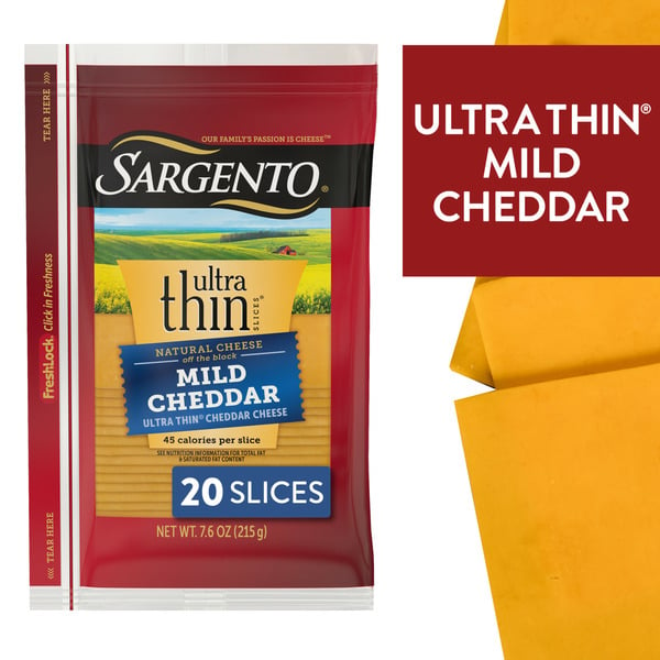 Cheese Sargento Ultra Thin® Sliced Mild Natural Cheddar Cheese hero