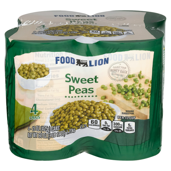 Canned & Jarred Vegetables Food Lion Sweet Peas hero