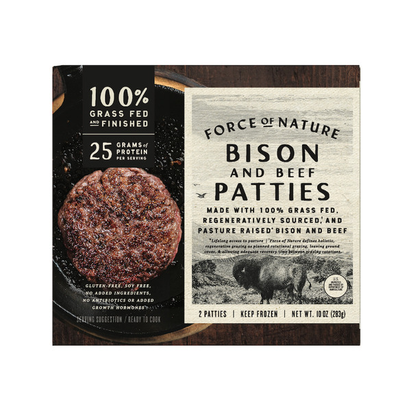 Meat Counter Force of Nature Bison and Beef Patties, 100% Grass fed, Regenerative hero