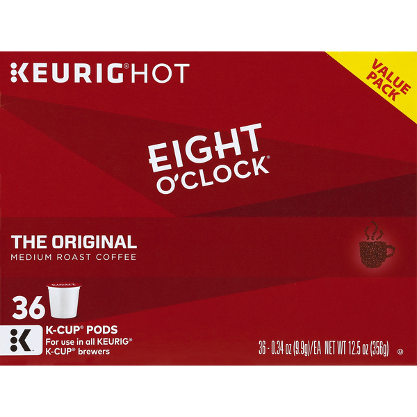 Coffee Eight O’Clock Coffee, Medium Roast, The Original, K-Cup Pods, Value Pack hero