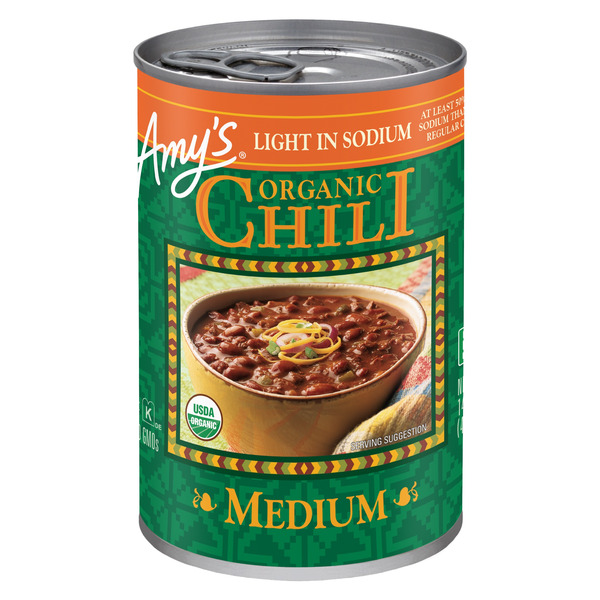 Soup, Broth & Bouillon Amy's Kitchen Light in Sodium Medium Chili hero