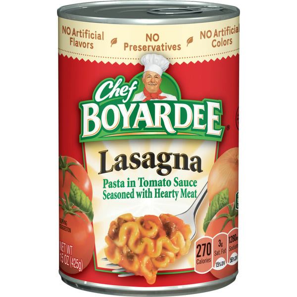 Canned Meat, Seafood & Beans Chef Boyardee Lasagna hero