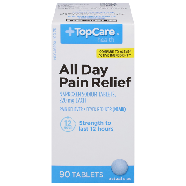 Cold, Flu & Allergy TopCare All Day Pain Relief, 220 mg, Tablets hero