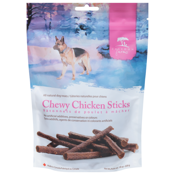 Dog Food & Care Caledon Farms Dog Treats, Chewy Chicken Sticks hero