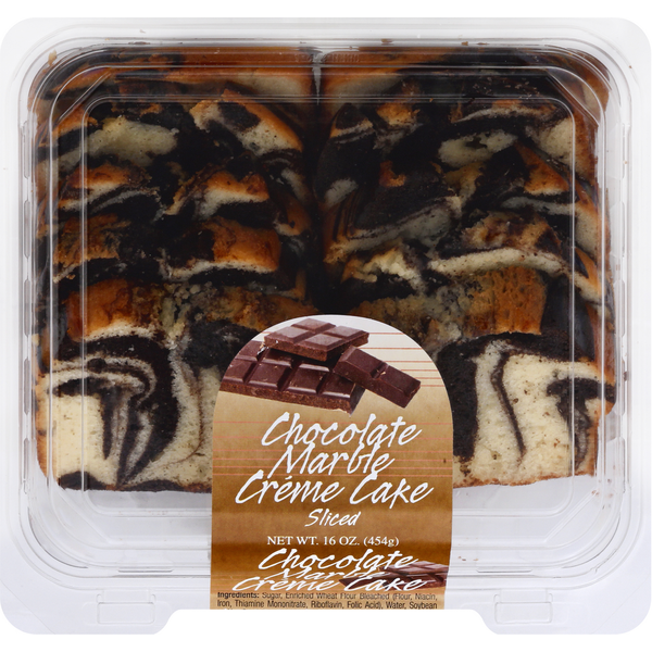 Cookies & Cakes Olson's Baking Company Creme Cake, Chocolate Marble, Sliced hero