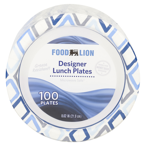 Plates, Bowls, Cups & Flatware Food Lion Lunch Plates, Designer, 8.62 Inch hero