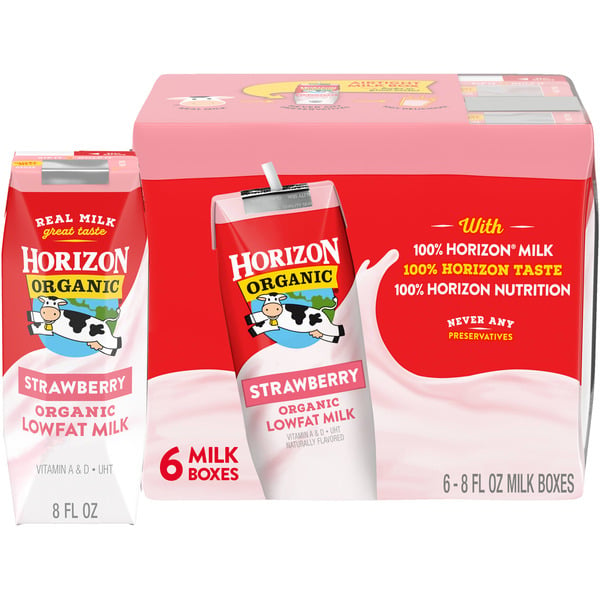 Shelf Stable Milks Horizon Organic Strawberry Lowfat Milk hero