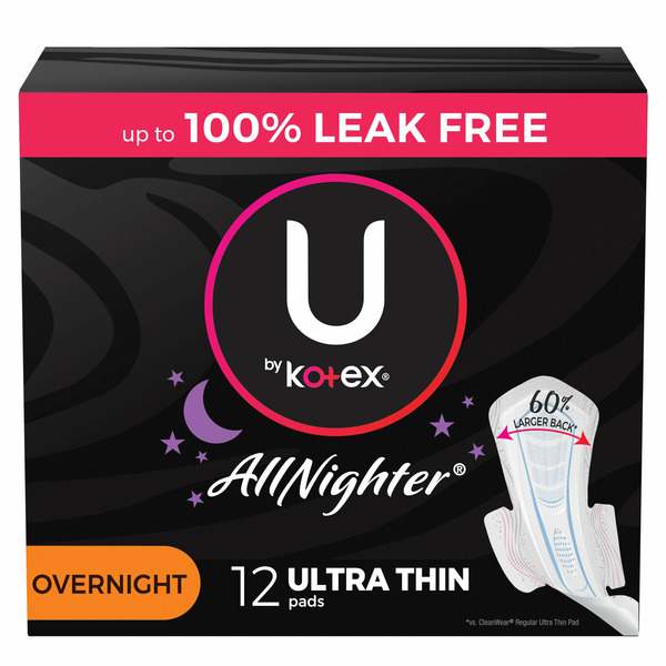 Diapers & Wipes U by Kotex AllNighter Ultra Thin Overnight Pads with Wings hero