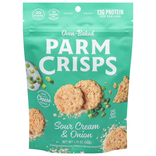 Chips & Pretzels ParmCrisps Cheese Snack, Sour Cream & Onion, Oven-Baked hero