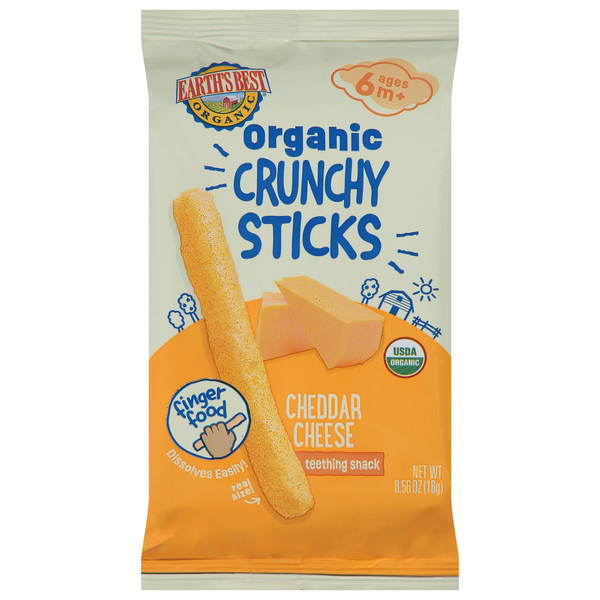 Crackers Earth's Best Teething Snack, Cheddar Cheese, Crunchy Sticks, Ages 6 M+ hero