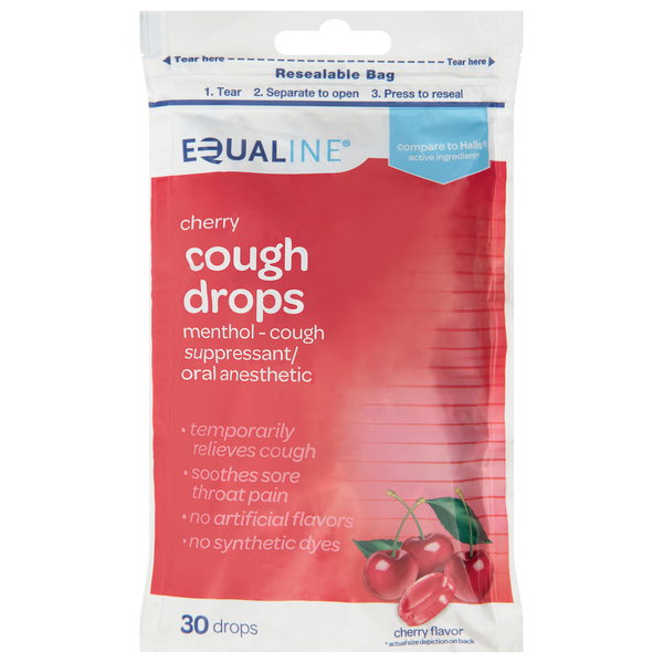 Cold, Flu & Allergy Equaline Cough Drops, Cherry hero