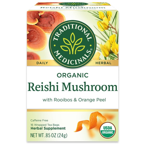 Tea Traditional Medicinals Organic Reishi Mushroom with Rooibos & Orange Peel, Caffeine Free Herbal Tea hero