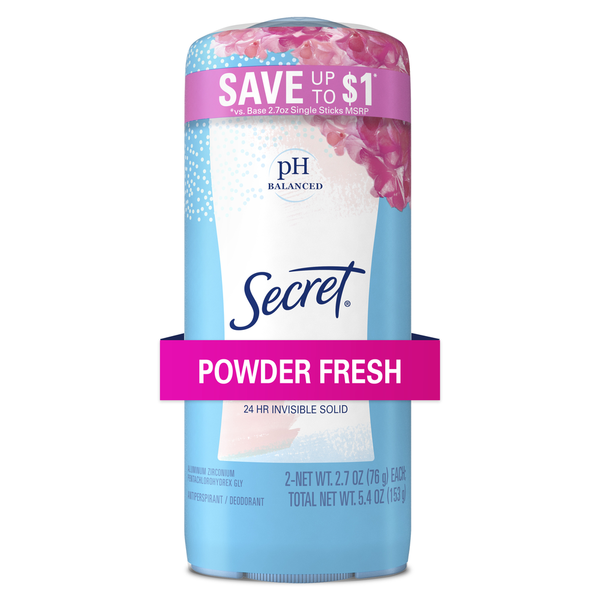 Deodorants Secret Solid Antiperspirant and Deodorant, Powder Fresh Scent, Twin Pack, AP/DO & Body Spray hero