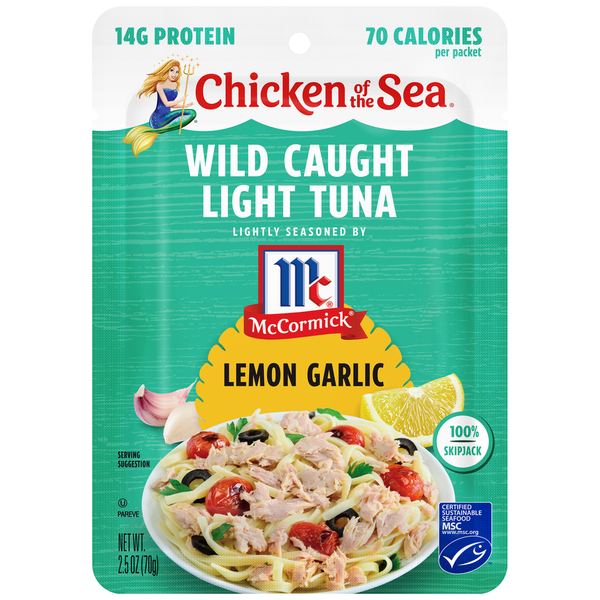 Canned Meat & Seafood Chicken of the Sea Tuna, Light, Wild Caught, Lemon Garlic hero