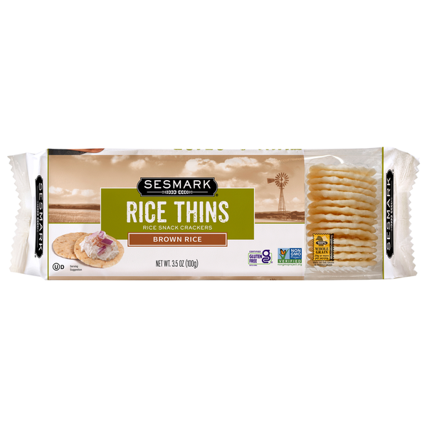 Crackers Sesmark Rice Thins Brown Rice Snack Crackers hero