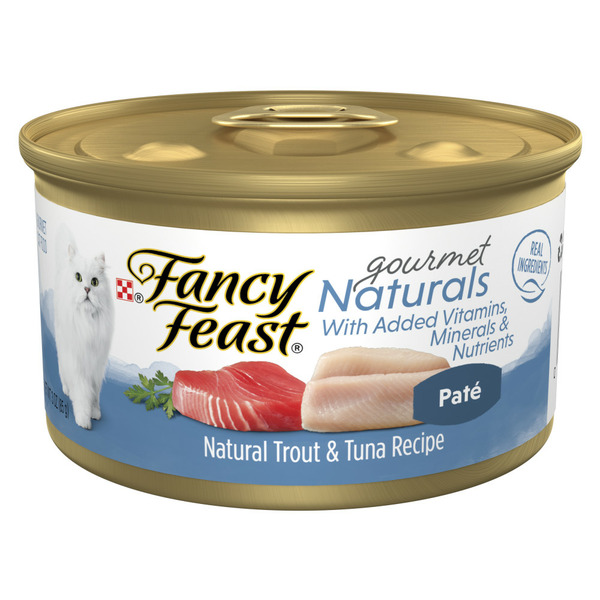 Cat Food & Care Purina Fancy Feast Grain Free Wet Cat Food Pate Gourmet Naturals Trout and Tuna Recipe hero