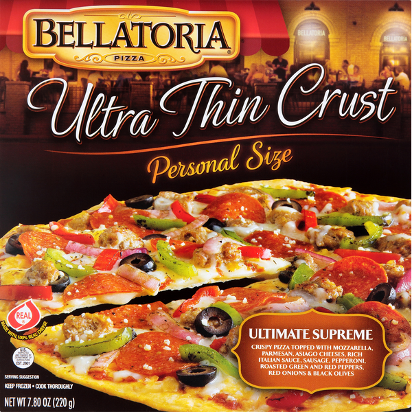 Frozen Pizza Bellatoria Pizza, Ultra Thin Crust, Ultimate Supreme, Personal Size hero