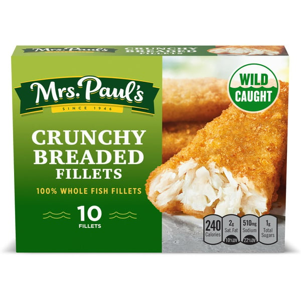 Frozen Seafood Mrs. Paul's Crunchy Breaded Frozen Fish Fillets hero