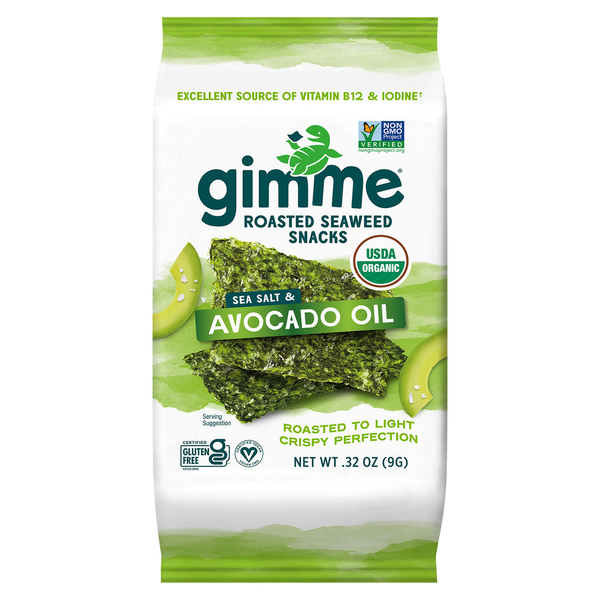 gimMe Seaweed Snacks, Roasted, Sea Salt & Avocado Oil hero