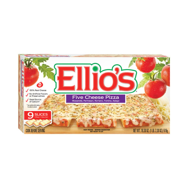 Frozen Pizza Ellio's Five Cheese Pizza, 100% Real Cheese, 9-slice hero