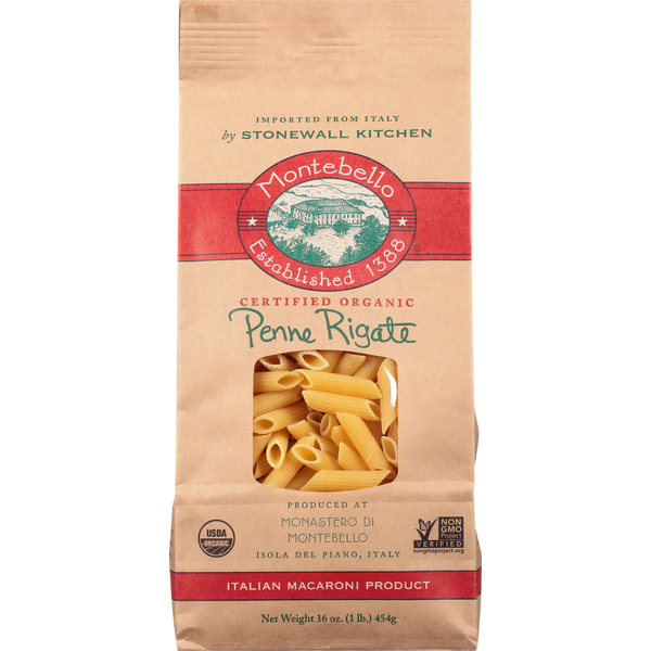 Dry Pasta Montebello Penne Rigate, Organic hero