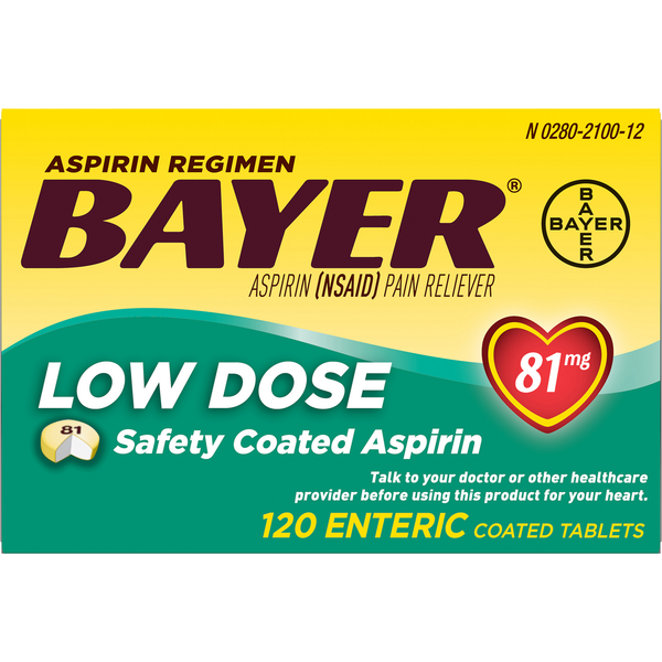 First Aid Bayer Aspirin, Low Dose, 81 mg, Coated Tablets hero