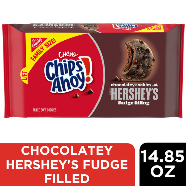 Chips Ahoy! Chewy Chocolatey Hershey'S Fudge Filled Soft Chocolate Chip Cookies hero