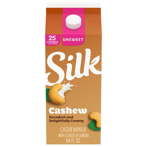 Nutmilk & Dairy Free Silk Unsweet Cashew Milk, Dairy Free, Gluten Free, Soy Free hero