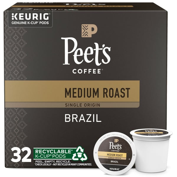 Coffee Peet's Coffee Brazil Minas Naturais Medium Roast Coffee K Cup Pods hero