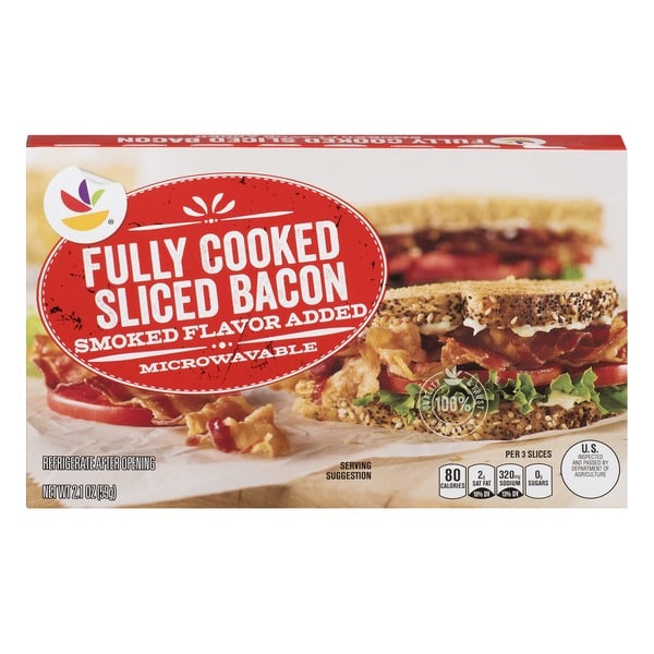 Hot Dogs, Bacon & Sausage Store Brand Bacon, Fully Cooked, Hickory Smoked hero