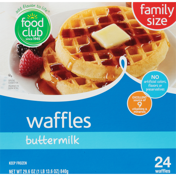 Frozen Breakfast Food Club Waffles, Buttermilk, Family Size hero