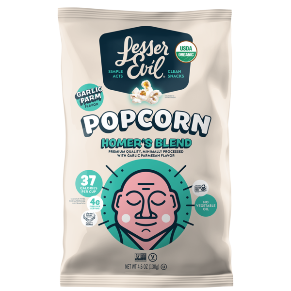 Popcorn & Jerky LesserEvil Organic Popcorn, Homer's Blend hero