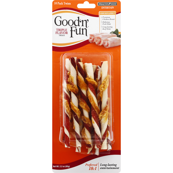 Dog Food & Care Good 'n' Fun Dog Treats, Gourmet, Triple Flavor, Twists hero