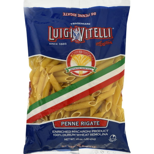 Dry Pasta Luigi Vitelli Pasta, 86 Penne Rigate hero